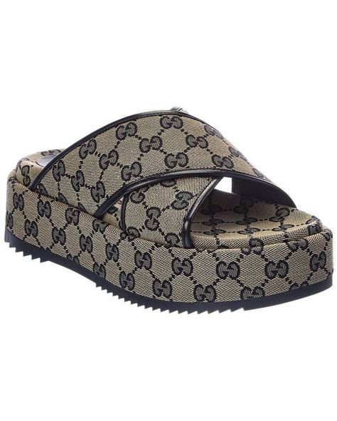 gucci olatform sandals|Gucci canvas platform sandals.